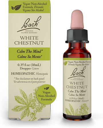 Bach Original Flower Remedies, White Chestnut For Calming Repetitive Thoughts (Non-Alcohol Formula), Natural Homeopathic Flower Essence, Holistic Wellness, Vegan, 10Ml Dropper
