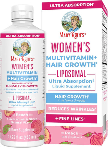 Women'S Multivitamin + Lustriva Hair Growth Liposomal | Biotin | Vitamin D| B Vitamins | Clinically Tested For Thicker Hair, Wrinkles, Fine Lines, Skin Care | Ages 18+ | Hair Vitamins | 15 Fl Oz