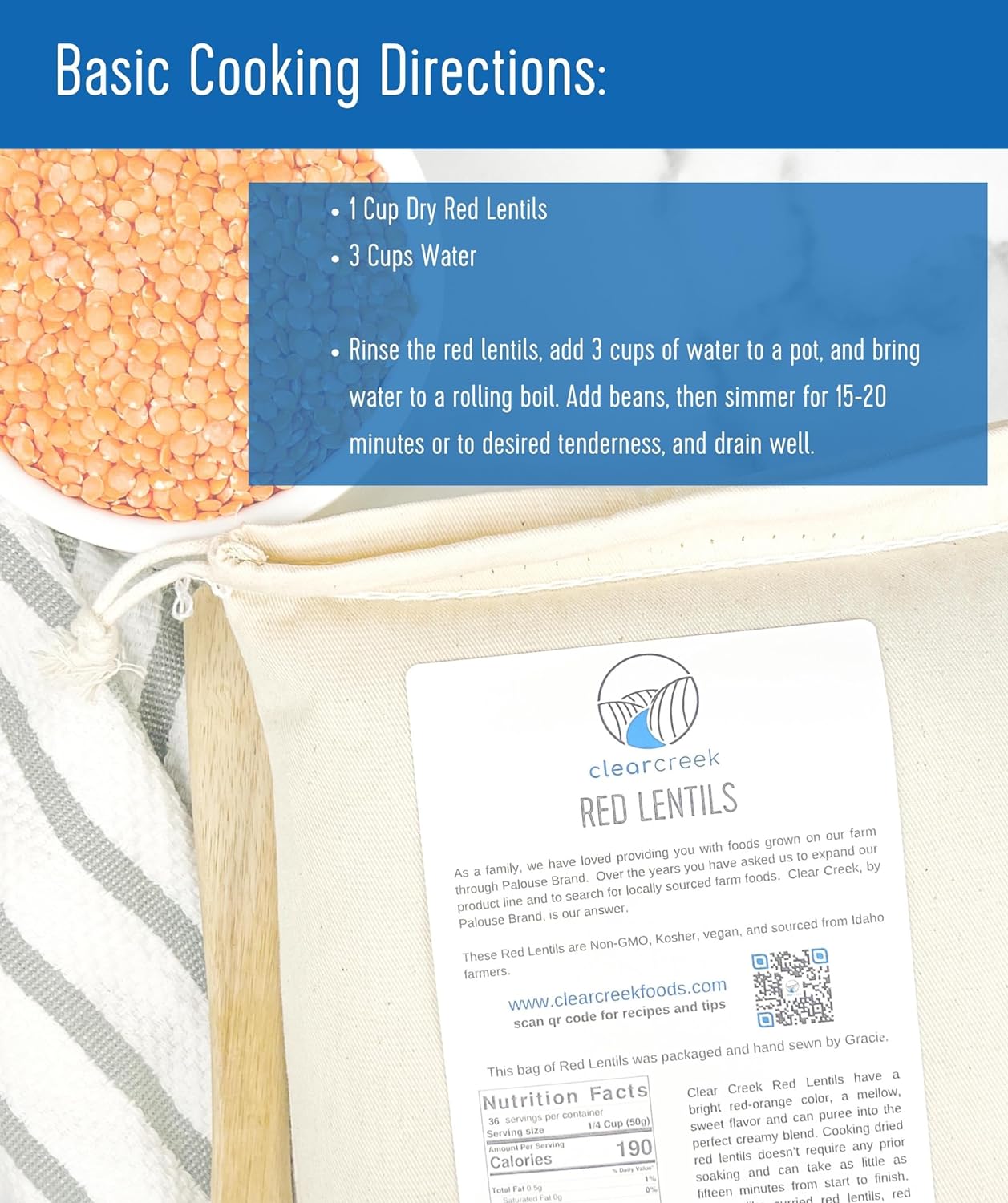 Red Lentils | 25 LBS | Emergency Food Storage Bucket | Non-GMO | Vegan | Bulk
