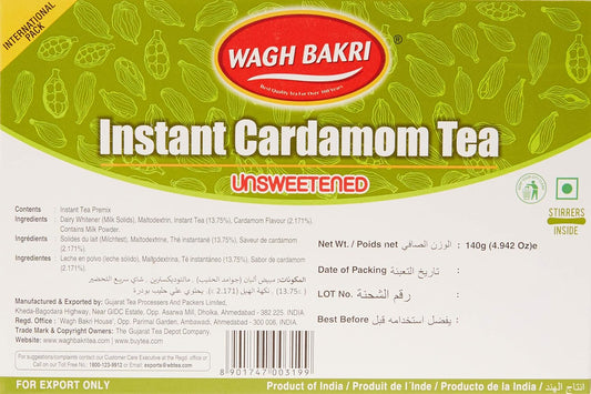 Wagh Bakri | Instant Masala Tea | Unsweetened No Added Sugar | 80G 10 Sachets (2.82 Oz)