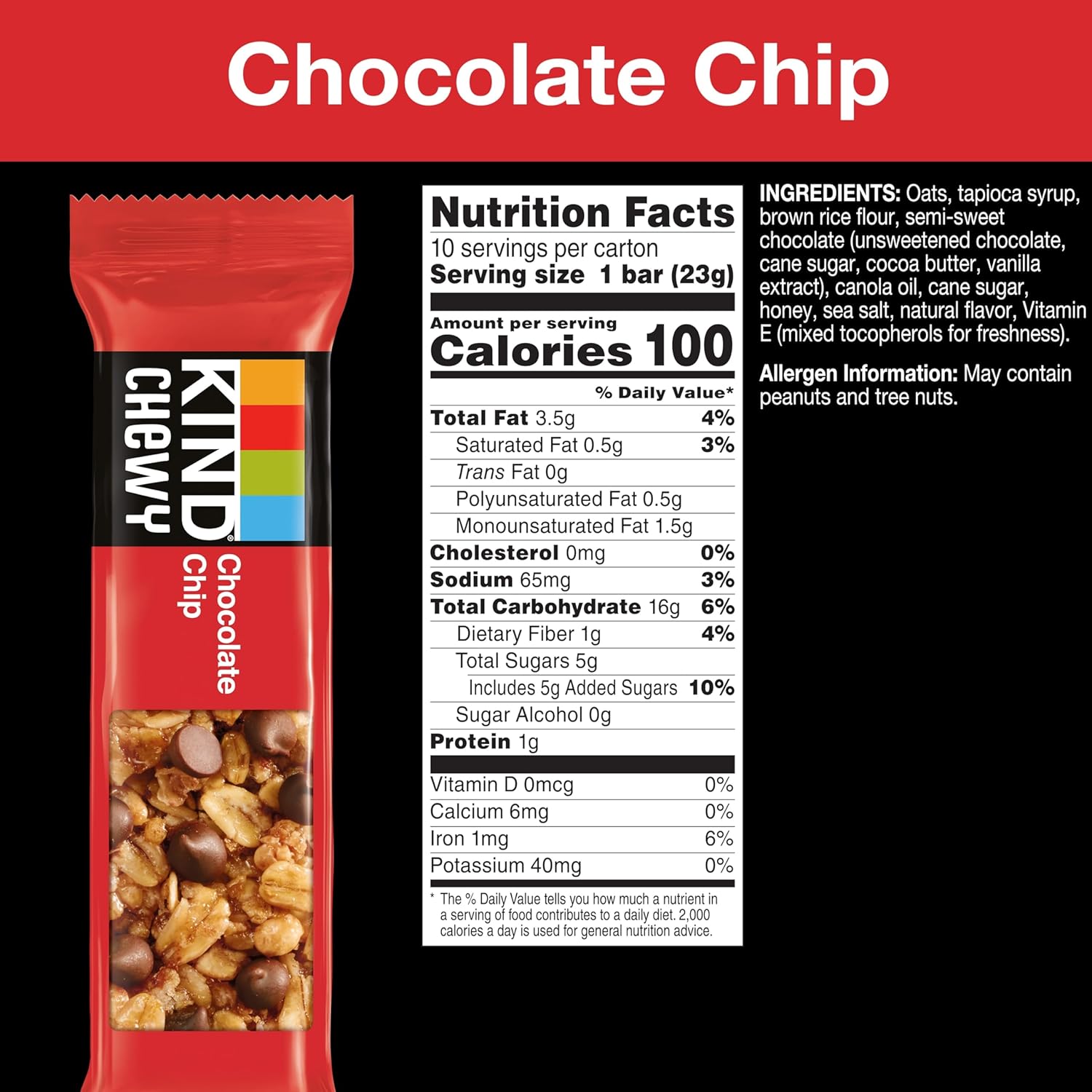 Kind Granola Chewy Bar, Chocolate Chip, 10 Count