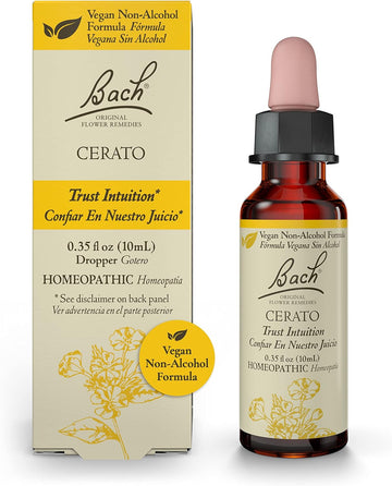 Bach Original Flower Remedies, Cerato for Trusting Intuition (Non-Alcohol Formula), Natural Homeopathic Flower Essence, Holistic Wellness and Stress Relief, Vegan, 10mL Dropper