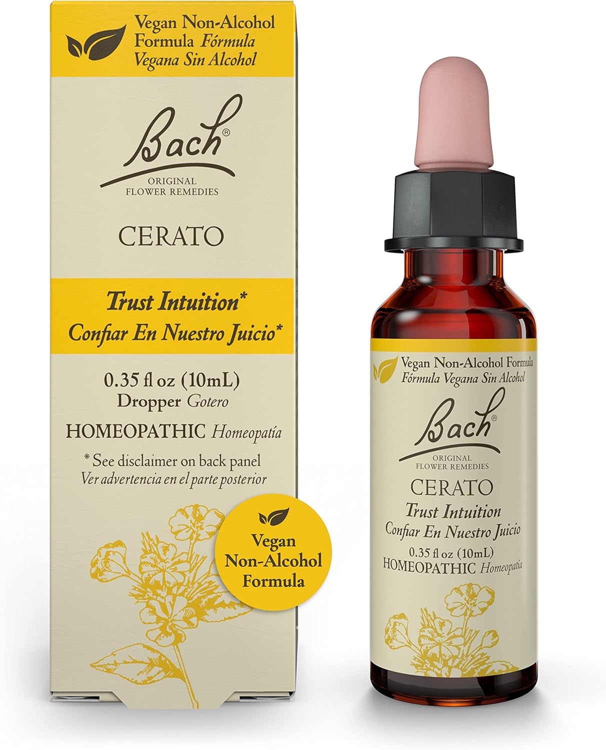 Bach Original Flower Remedies, Cerato For Trusting Intuition (Non-Alcohol Formula), Natural Homeopathic Flower Essence, Holistic Wellness And Stress Relief, Vegan, 10Ml Dropper