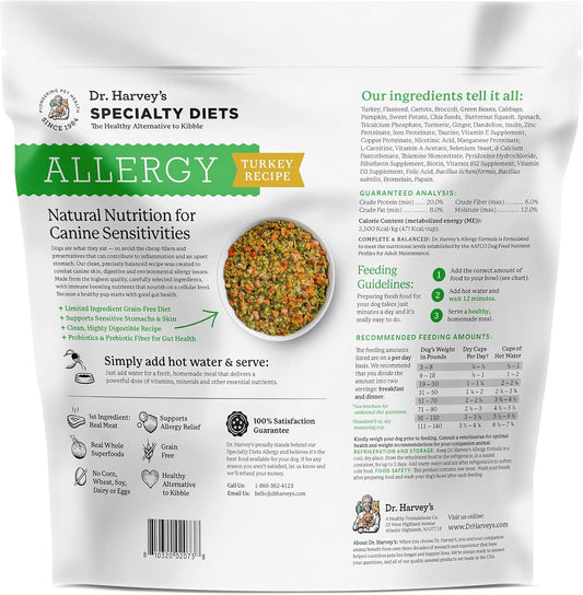 Dr. Harvey'S Specialty Diet Allergy Turkey Recipe, Human Grade Dog Food For Dogs With Sensitivities And Allergies (5 Pounds)