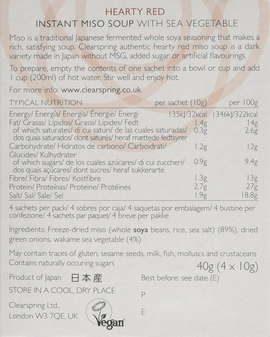 Clearspring Instant Miso Soup - Hearty Red With Sea Vegetable