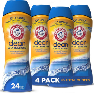 Arm & Hammer In-Wash Scent Booster, Purifying Waters, 24 Oz, Pack Of 4