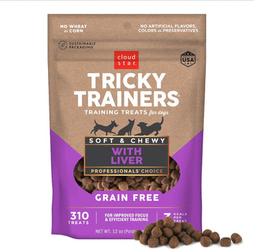 Cloud Star Tricky Trainers Soft & Chewy Dog Training Treats 5 Oz Pouch, Liver Flavor, Grain-Free Low Calorie Behavior Aid With 310 Treats