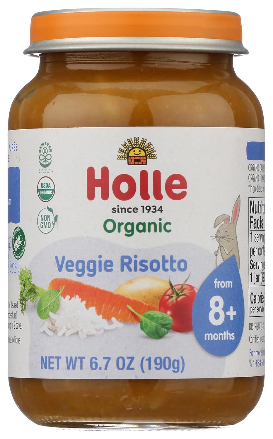 Holle Organic Veggie Risotto Baby Food, 6.7 Oz