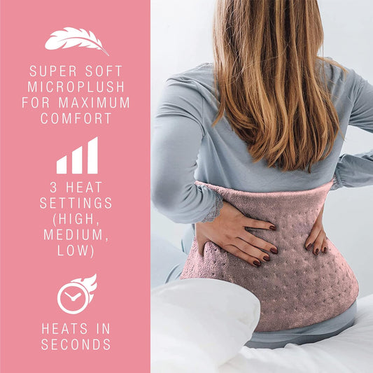 Pursonic Extra Large Electric Heating Pad For Back Pain And Cramps Relief - 12" X 24" Heating Pad For Back Pain Relief, Neck, Shoulder - Dry & Moist Heat Option 2 Hours Auto Shut-Off (Teal)