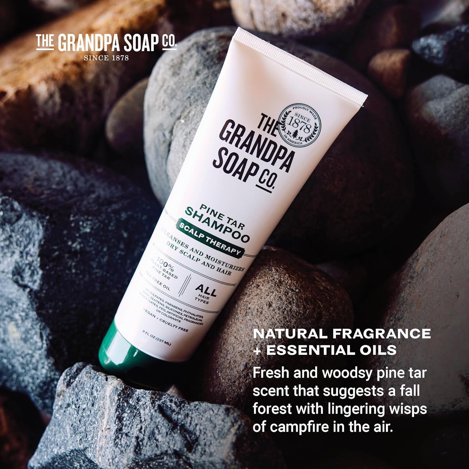 The Grandpa Soap Company Pine Tar Shampoo - Cleanses And Moisturizes Dry Scalp, With Pine Tar And Tea Tree Oil, All Hair Types, Vegan, Sulfates And Parabens Free, 8 Fl Oz : Hair Shampoos : Beauty & Personal Care