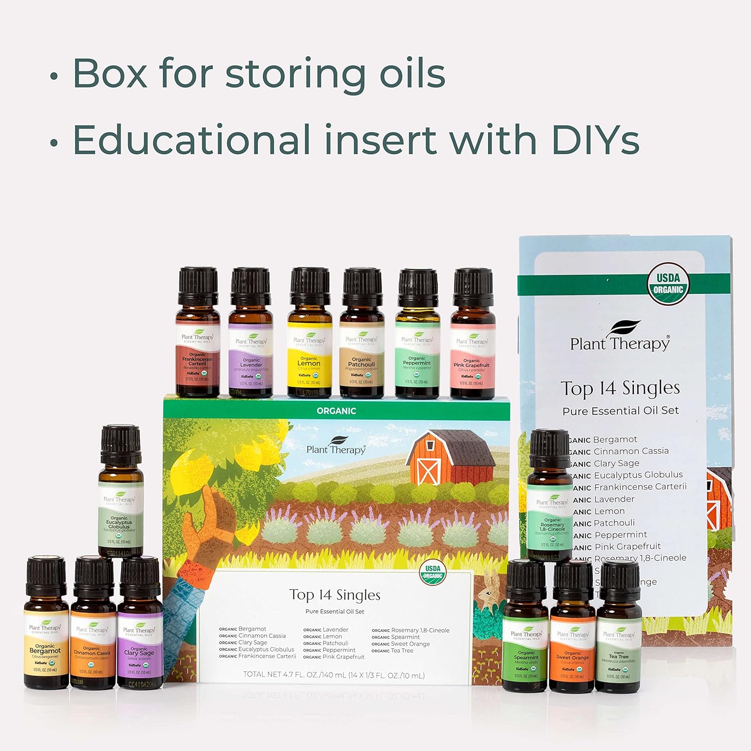 Plant Therapy Top 14 Organic Essential Oil Singles Set 100% Pure Essential Oils, Undiluted, Natural Aromatherapy for Diffusion and Body Care 10 mL (1/3 oz) Each : Health & Household