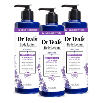 Dr Teal'S Body Lotion, Lavender Essential Oil, 18 Fl Oz (Pack Of 3)