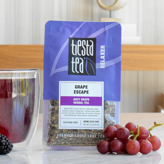 Tiesta Tea - Grape Escape - Juicy Grape Herbal Tea - Loose Leaf Tea Blend - Non Caffeinated Fruit Tea - Make Hot Or Iced Tea Up To 25 Cups - 2 Oz Resealable Pouch