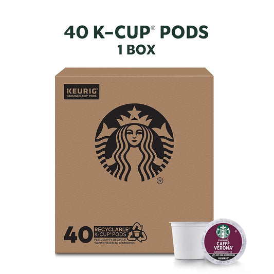 Starbucks K-Cup Coffee Pods—Dark Roast Coffee—Caffè Verona For Keurig Brewers—100% Arabica—1 Box (40 Pods)