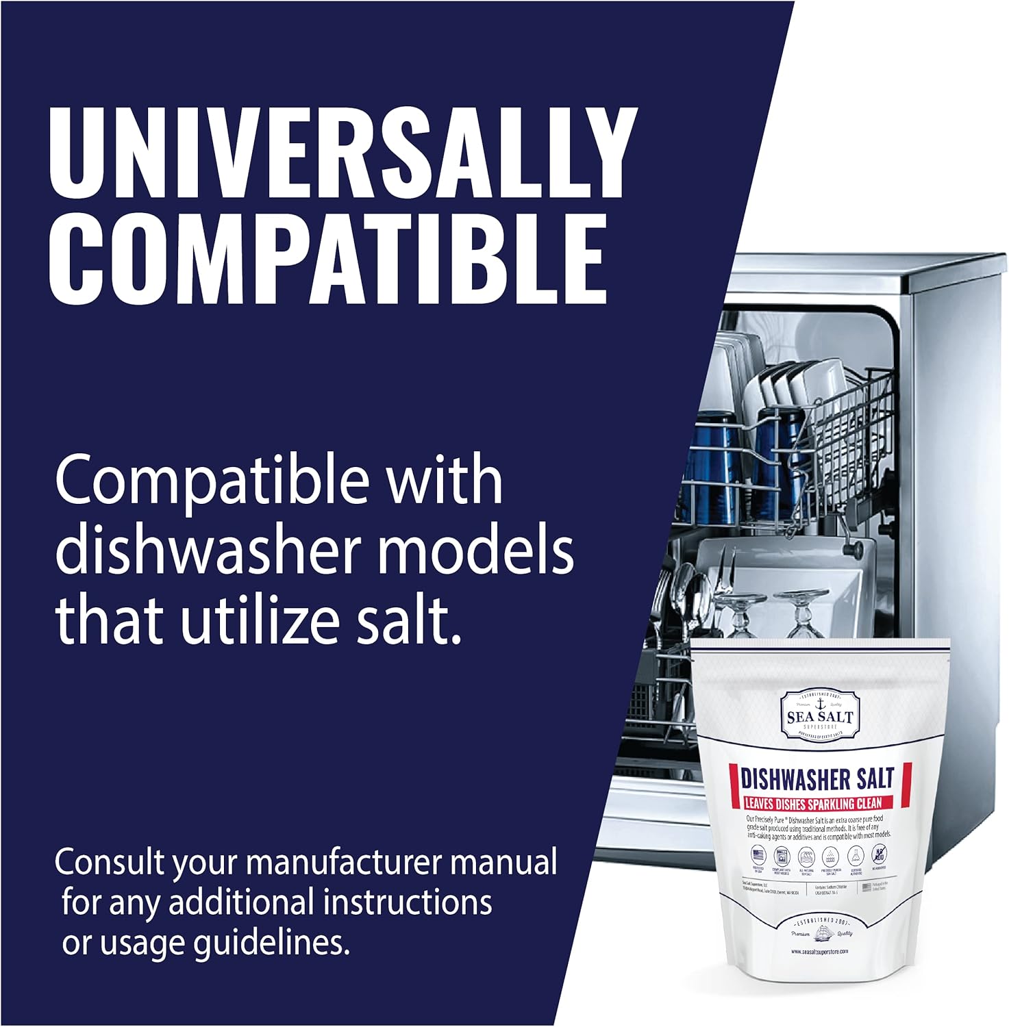Buy Dishwasher Salt, Natural Water Softener Salt, Food Grade Coarse Sea Salt Compatible With Miele, Thermador, Whirlpool, & Bosch Dishwasher, (10 Lb, 2X5 Lb Bag) On  Free Shipping On Qualified Orders