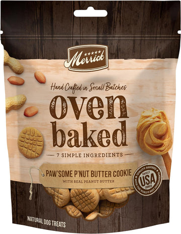 Merrick Oven Baked Dog Treats, Natural Cookies For Dogs, Paw’Some P’Nut Butter Cookie With Real Peanut Butter - 11 Ounce (Pack Of 1)