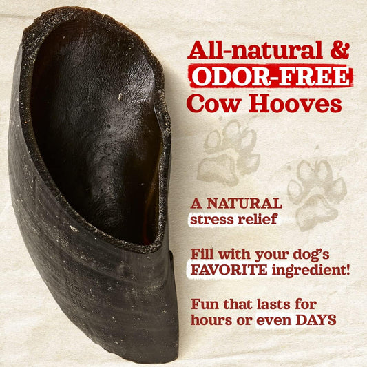 Natural Farm Cow Hooves (6 Pack), Odor-Free, All Natural Sourced From Farm-Raised Beef Hoof Dog Treats, Great Alternative To Bully Sticks Or Rawhide, Dental Chew For Small, Medium, Large Breeds