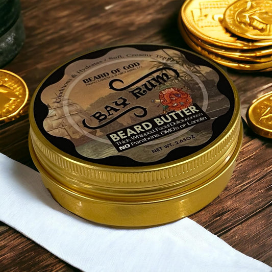 Bay Rum - 2.65 Oz. Thick-Whipped Beard Butter - Natural, Organic & Crafted In Usa By Beard Of God - Stimulates Hair Growth & Beard Thickness, Keeps Straggler Down, Low Sheen…