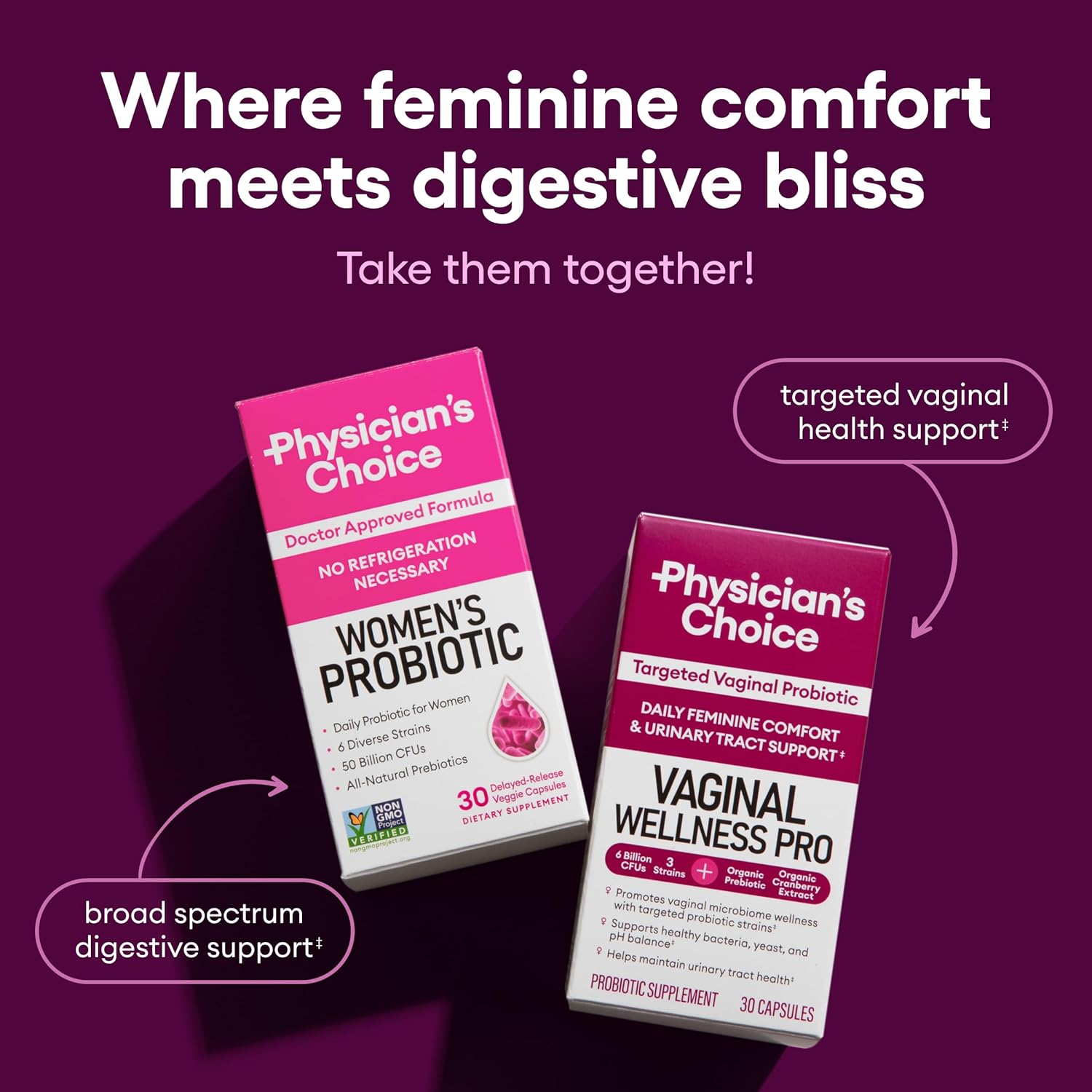 Physician's CHOICE Vaginal Probiotics for Women - Unique with Licorice Root - PH Balance, Odor Control, Yeast, Vaginal Microbiome & Feminine Health - 6B CFU - Organic Prebiotic, Cranberry - 30 CT : Health & Household