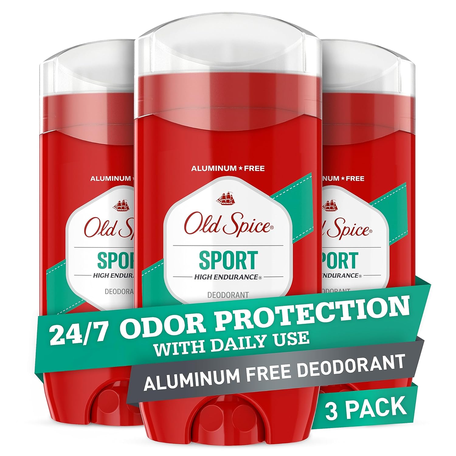 Old Spice Aluminum Free Deodorant For Men, High Endurance Sport Scent, 24/7 Odor Protection, 3 Oz (Pack Of 3)