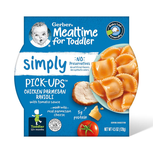 Gerber Pick-Ups Chicken And Parmesan Cheese Ravioli In Tomato Sauce Toddler Meals, 4.5 Oz Tray (Pack Of 8)