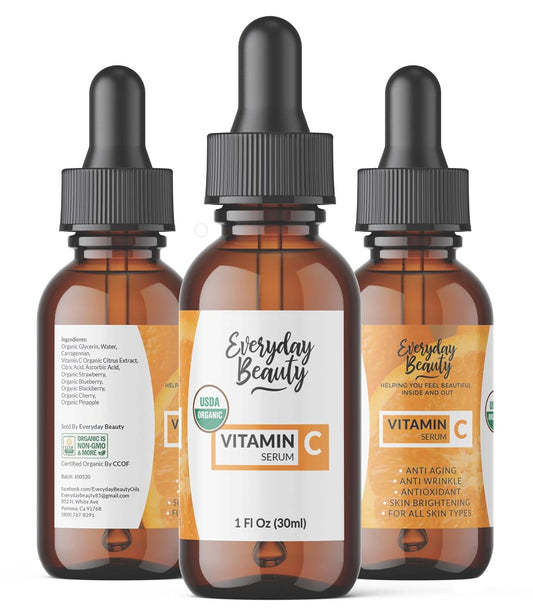 Organic Vitamin C Serum For Face - Usda Certified Facial Serum - Anti Aging For Fine Lines & Wrinkles - Potent Botanical Ingredients & Non Gmo - 2.02 Fl Oz Glass Bottle & Dropper