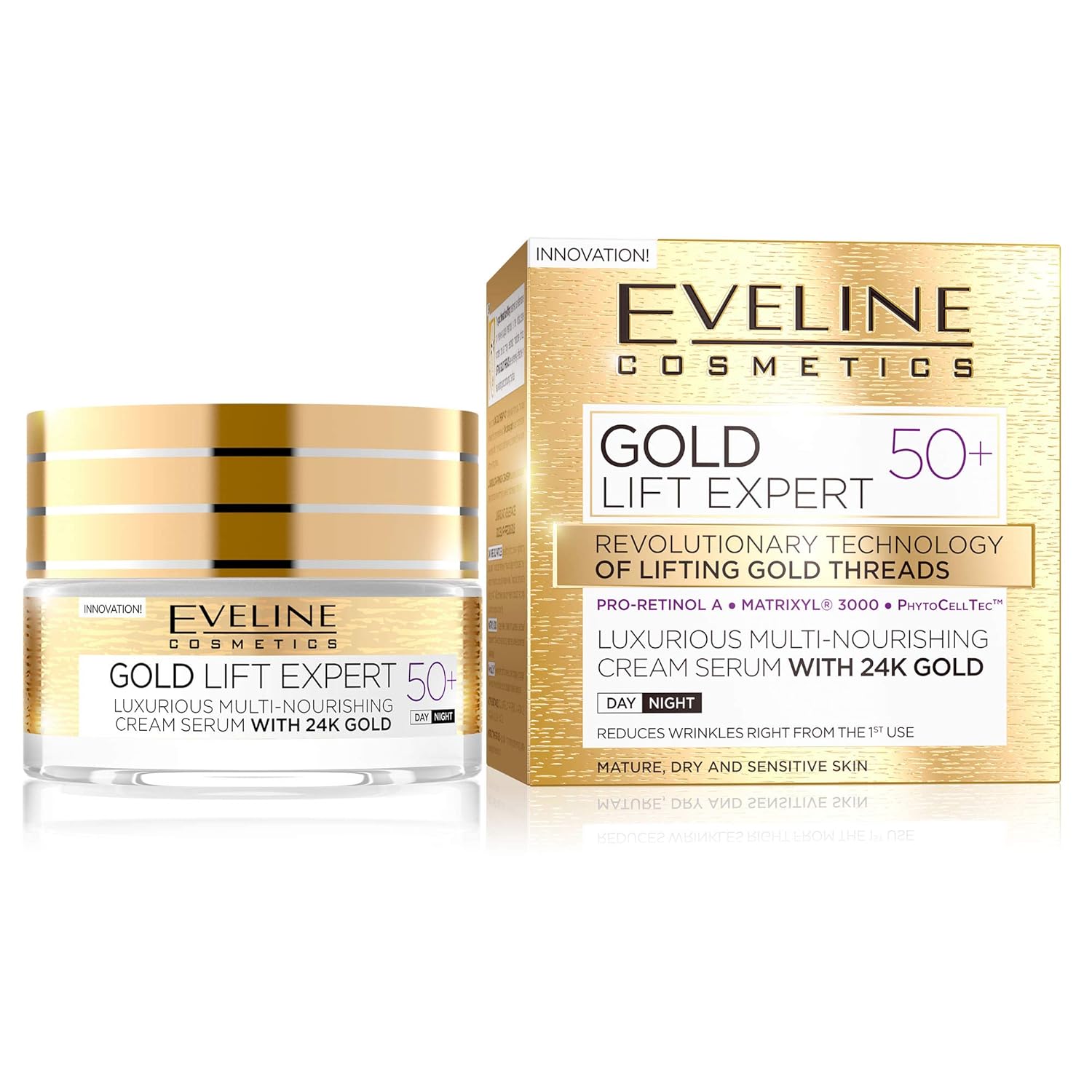 Eveline Cosmetics Gold 24Karat Gold Lift Expert Strong Anti-Wrinkle Firming Cream Day & Night 50 + 50Ml