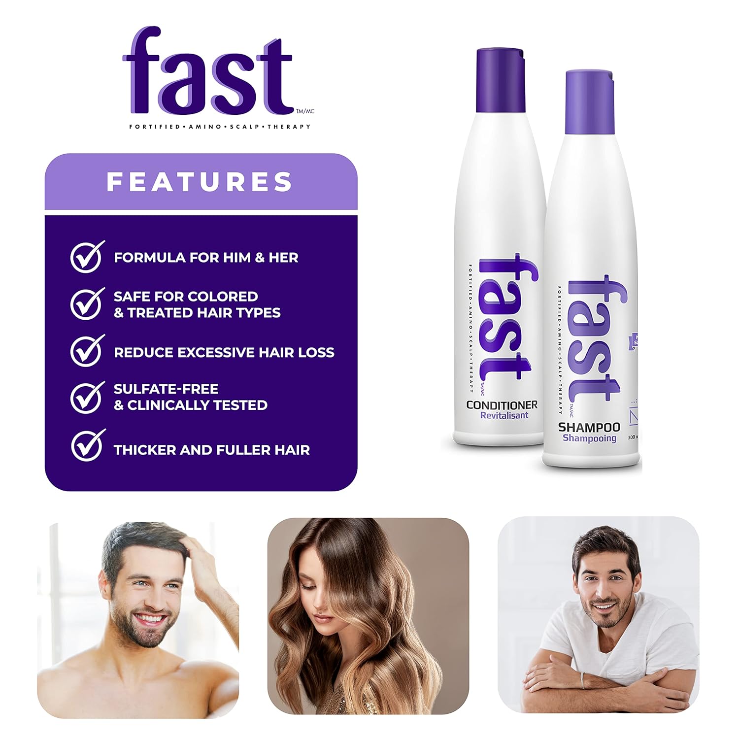 NISIM F.A.S.T Fortified Amino Scalp Therapy Shampoo & Conditioner- Promote Fast and Healthy Hair Growth (10 Ounce /300 Milliliter) : Beauty & Personal Care