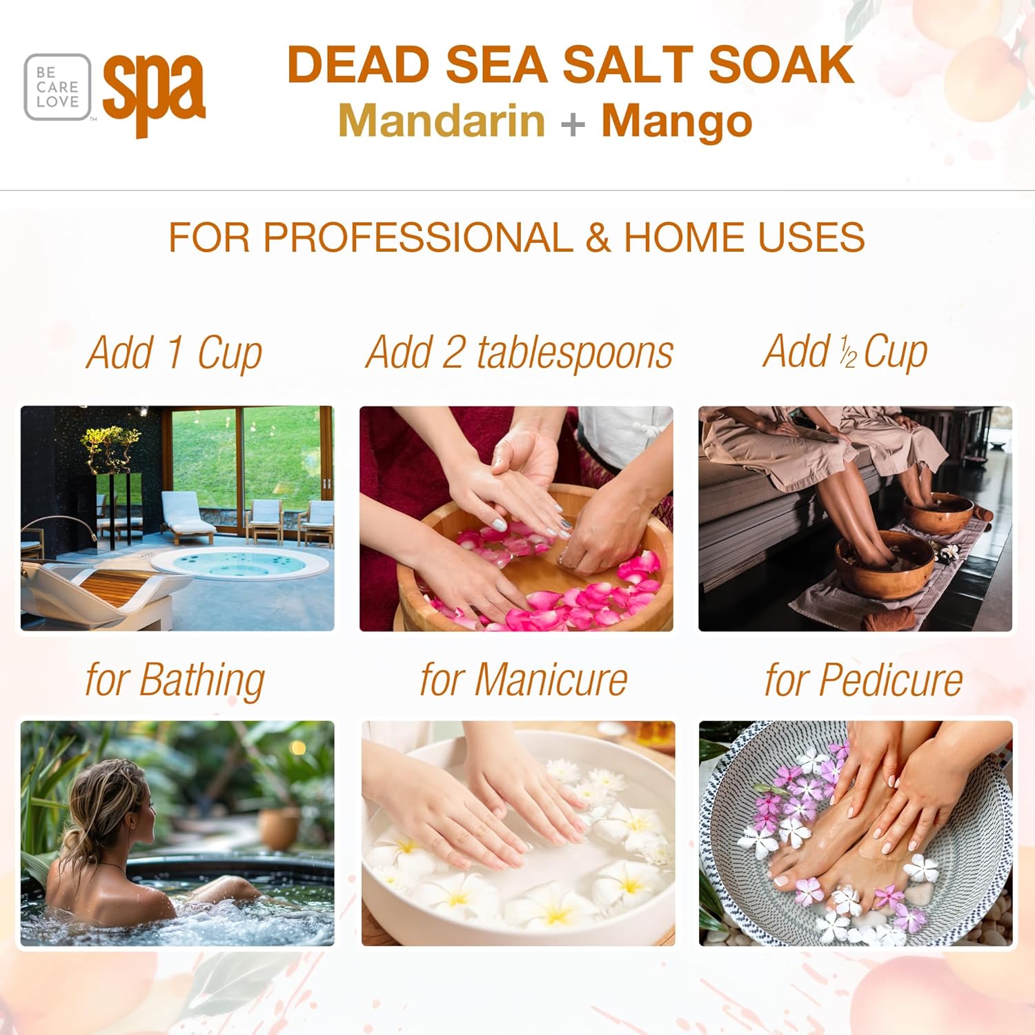 Bcl Spa Dead Sea Salt Soak - Bath Salt With Organic Pink Grapefruit, Shae Butter, Arnica, Aloe Vera Juice, Chamomile, Argan Oil & Jojoba Oil Skin Exfoliator - Home/Professional Use 16 Fl Oz