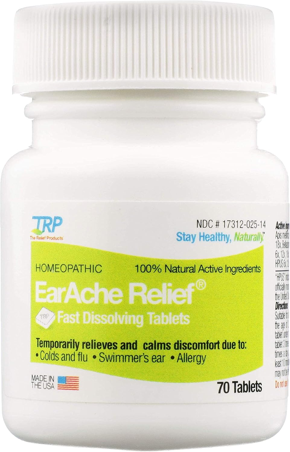Buy The Relief Products Earache Relief - 100% Natural Active Ingredients - Soothes Discomfort, Itching, Aching, And Sensitivity - Fast Dissolve Tablets - 70Ct On  Free Shipping On Qualified Orders