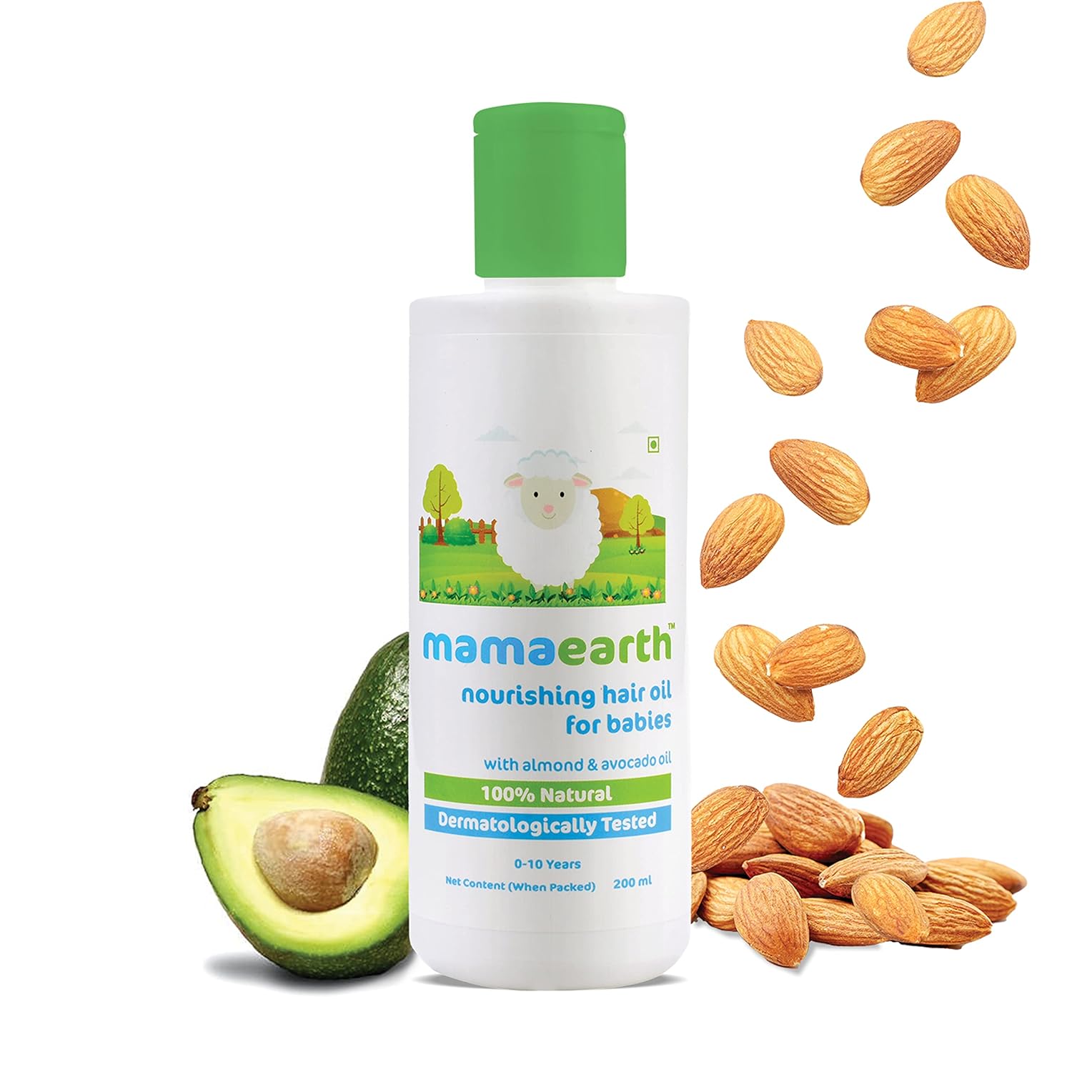 MAMAEARTH Nourishing Baby Hair Oil | Dry Scalp & Cradle Cap Care with Natural Avocado & Almond | Gentle Moisturizer for Delicate Skin 6.76 Fl Oz (200ml) : Baby