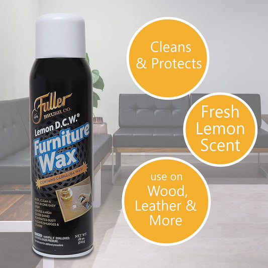 Fuller Brush Lemon D.C.W. Furniture Wax – Dust, Clean & Wax in One Spray – 18 oz