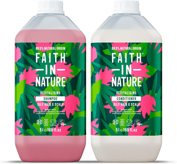 Faith In Nature Natural Dragon Fruit Shampoo And Conditioner Set, Revitalising, Vegan & Cruelty Free, No Sls Or Parabens, For Normal To Dry Hair, 2 X 5L Pack