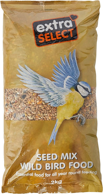 Extra Select Wild Bird Seed Mix with Black Sunflower Seeds, Wheat, Dari, Millet Seeds - Nutrient Rich Wild Bird Food for Small Birds - 2kg?01WBSM2