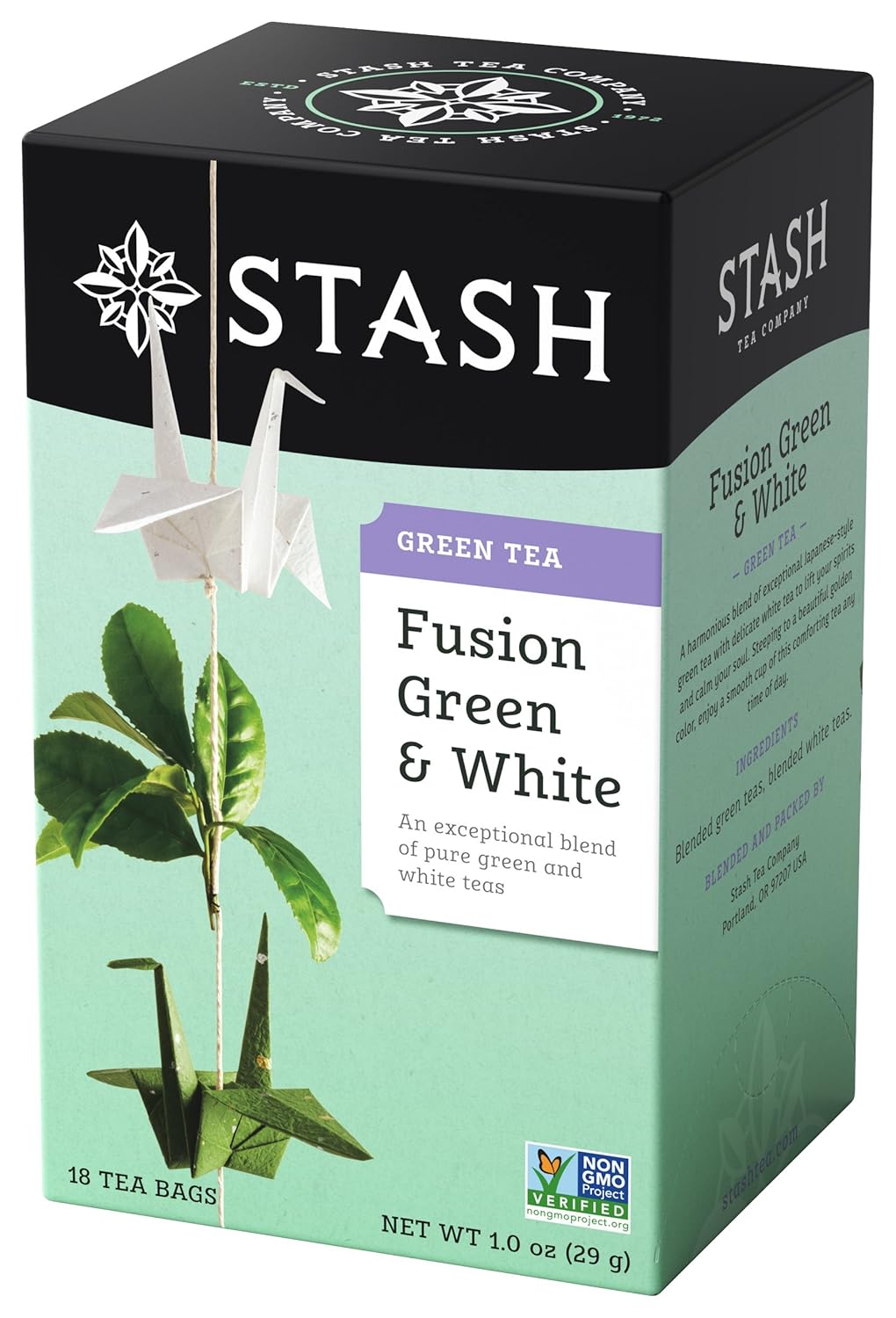 Stash Tea Green & White Fusion Green Tea - Caffeinated, Non-Gmo Project Verified Premium Tea With No Artificial Ingredients, 18 Count (Pack Of 6) - 108 Bags Total