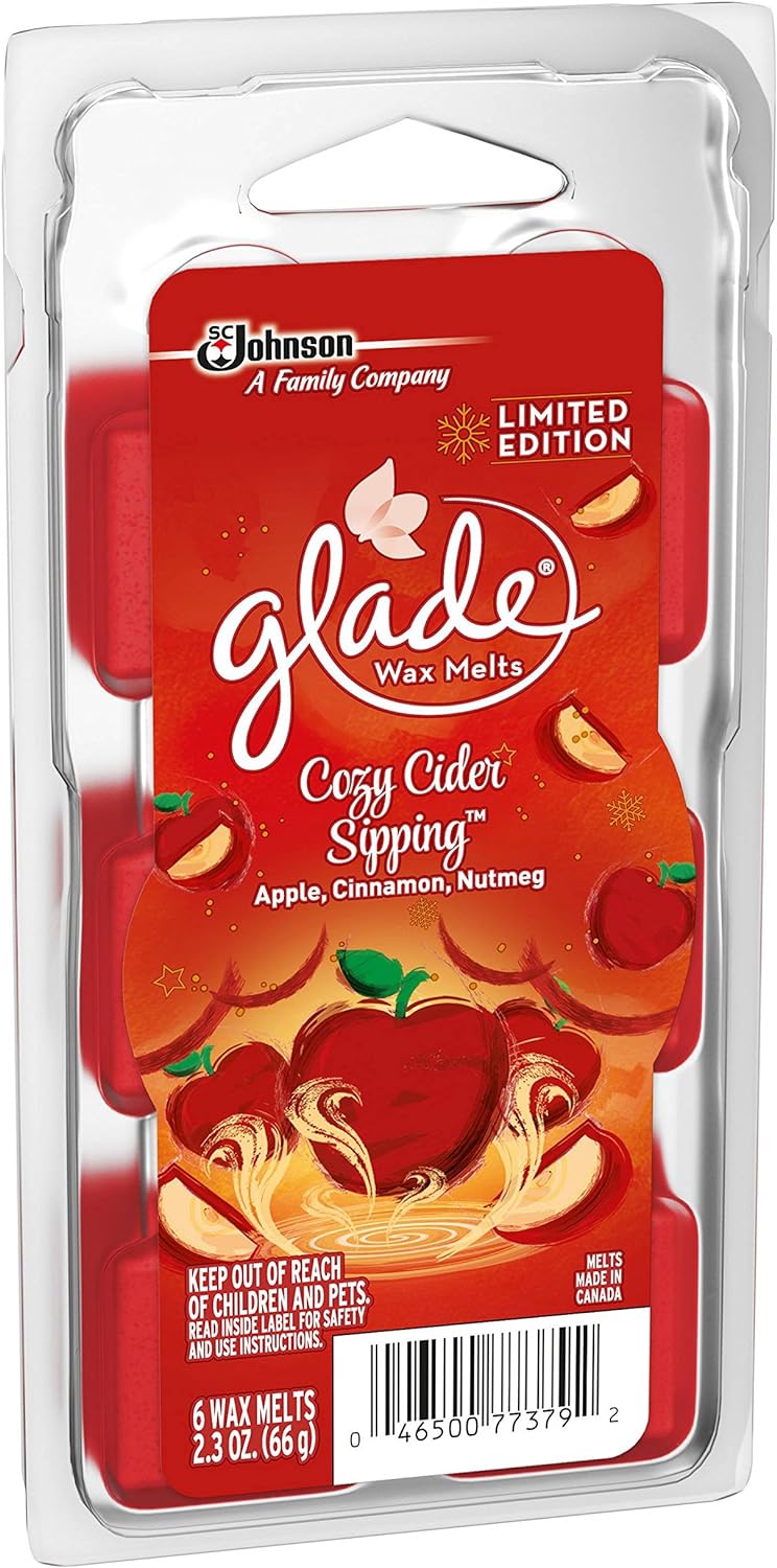 Glade Wax Melts Air Freshener - Limited Edition - Winter Collection 2017 - Cozy Cider Sipping - 6 Count Wax Melts Per Package - Pack of 2 Packages : Health & Household