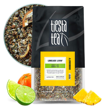 Tiesta Tea - Limeade Livin - Sweet Lime Herbal Tea - Loose Leaf Tea Blend - Non Caffeinated Fruit Tea - Make Hot Or Iced Tea Up To 200 Cups - 16 Oz Resealable Bulk Bag