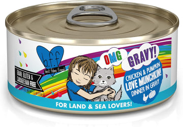 Weruva B.F.F. Omg - Best Feline Friend Oh My Gravy!, Love Munchkin! With Chicken & Pumpkin In Gravy Cat Food, 5.5Oz Can (Pack Of 8)