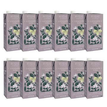 Rishi Tea London Fog Latte - Organic Black Tea Concentrate With Bergamot, Easy-To-Serve Hot Or Iced Earl Grey Mix - 32 Fl Oz Carton, 8 Servings (Pack Of 12)