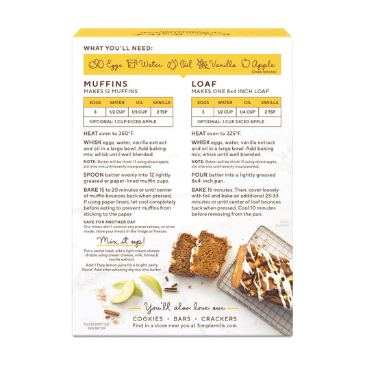 Simple Mills Apple Cinnamon Muffin & Bread Mix, 9 Oz (Pack Of 2)