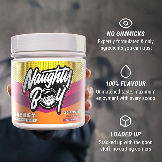 Naughty Boy High Energy Pre Workout Powder With Beta Alanine, Citrulline & Caffeine Supplements For Men & Women Clinically Dosed Energy Drink- 390G/30 Servings(Ultra Energy)