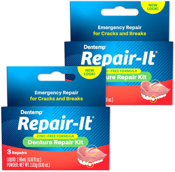 Dentemp Repair Kit - Repair-It Advanced Formula Denture Repair Kit (Pack Of 2) - Denture Repair Kit Repairs Broken Dentures - Denture Repair To Mend Cracks & Replace Loose Teeth