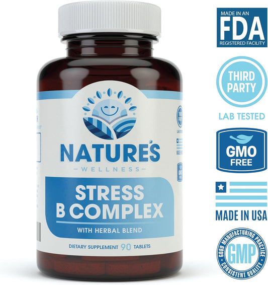 Vitamin B Complex Stress Relief | All Natural Mood Enhancer And Stress Support Supplement | Stress B Complex With Herbal Extract Blend Plus Vitamin C, Paba, And Choline