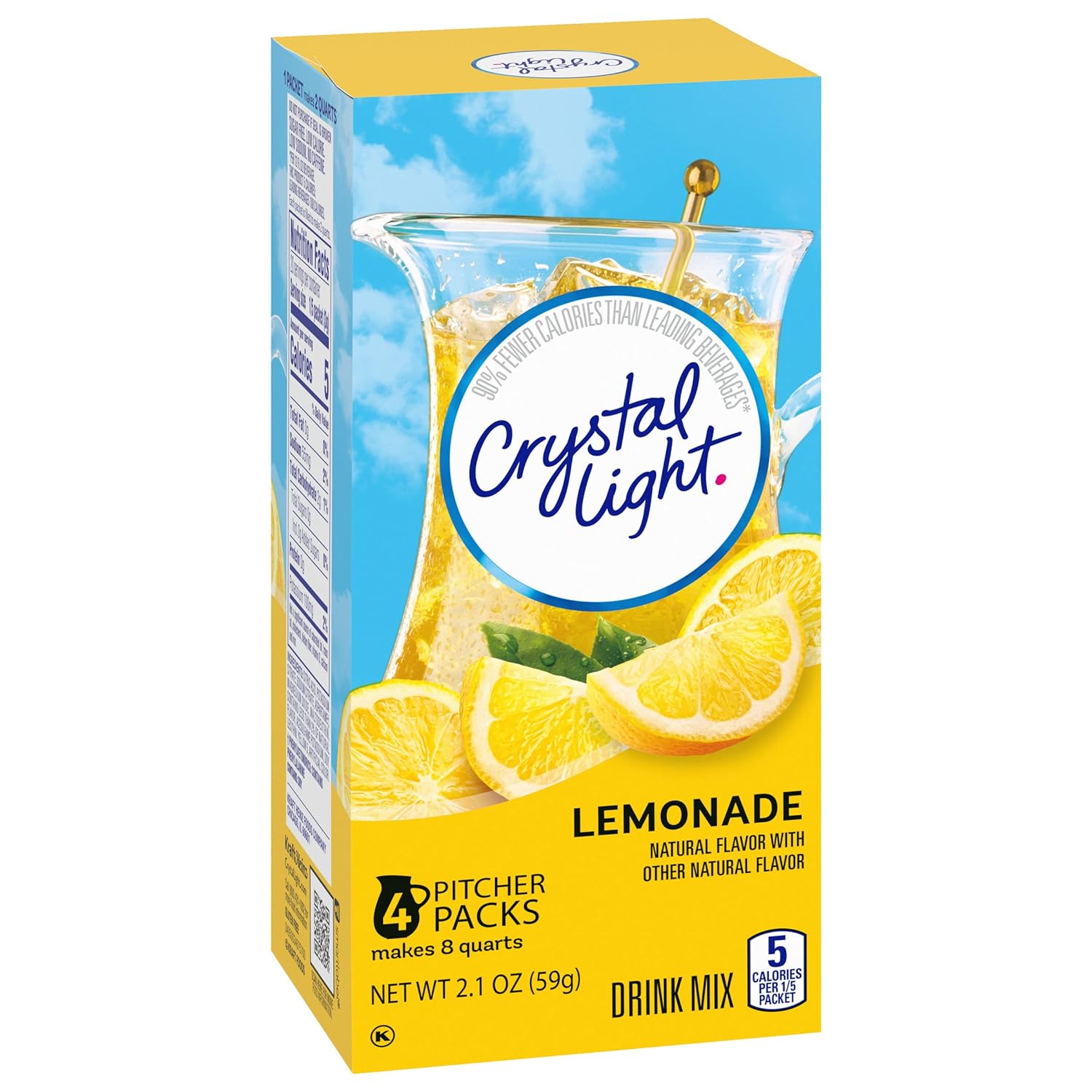 Crystal Light Sugar-Free Lemonade Naturally Flavored Powdered Drink Mix 48 Count Pitcher Packets