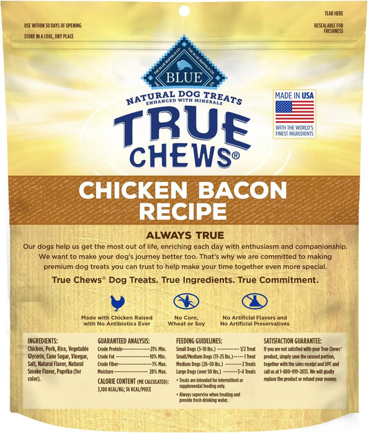 Blue Buffalo True Chews Dog Treats, Made In The Usa With Natural Ingredients, Chicken Bacon Recipe, 12-Oz. Bag