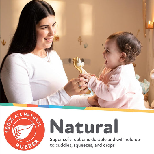 Nuby Jackie The Giraffe Natural Rubber Baby Teether - 3+ Months - Baby Teething Toy