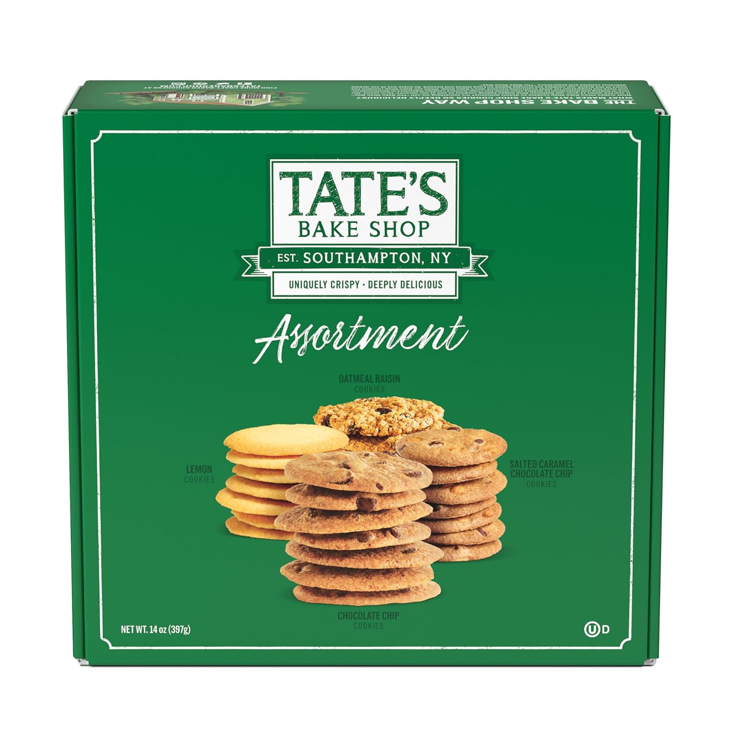 Tate'S Bake Shop Cookies Gift Box, Chocolate Chip, Oatmeal Raisin, Salted Caramel And Lemon Cookies, 14 Oz