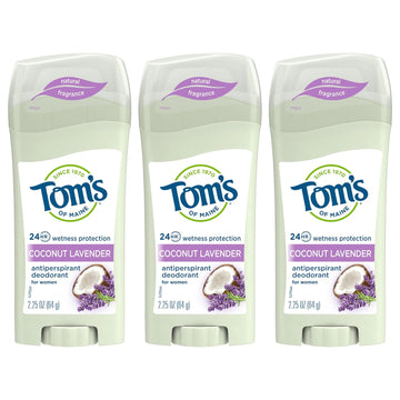 Tom's of Maine Antiperspirant Deodorant for Women, Coconut Lavender, 2.25 oz. 3-Pack (Packaging May Vary)