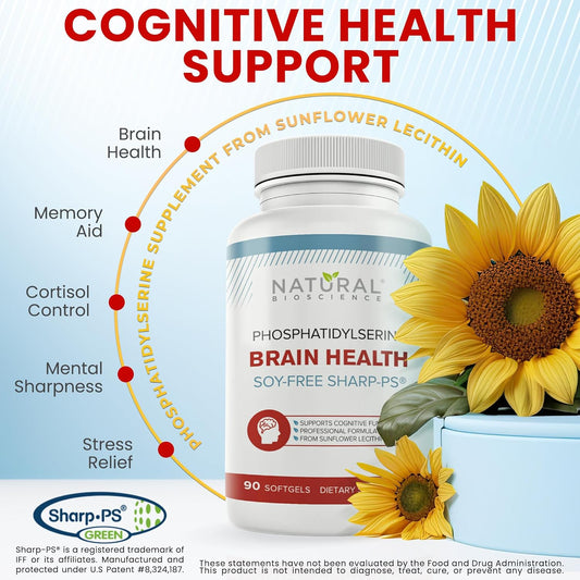 Soy Free Phosphatidylserine 100Mg - Phosphatidylserine Supplement From Sunflower Lecithin, Patented Sharp Ps100, Brain Health, Memory Aid, Cortisol Control, Mental Sharpness, Non Gmo, 90 Softgels
