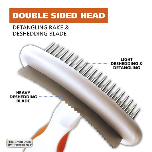 Wahl 2-In-1 Combination Double Row Pet Rake With Hair Shedding Blade For Dog Or Cat Fur By The Brand Used By Professionals – Model 858424